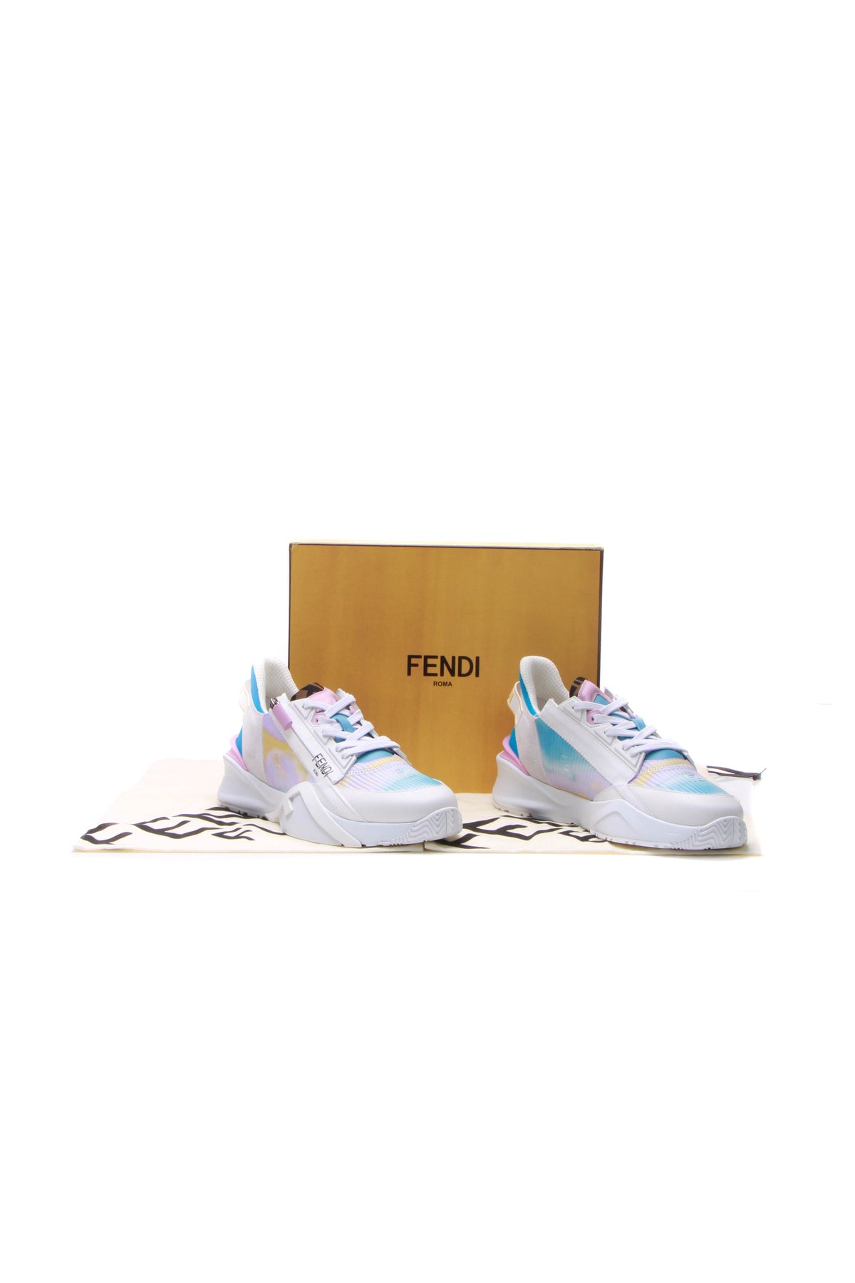 Fendi White and Navy Fendi Mania Sock Sneakers Fendi